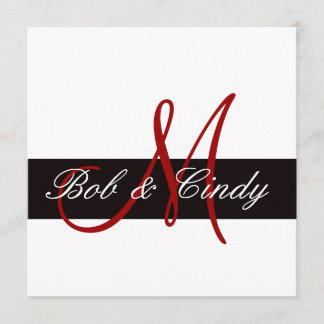 Red Monogram med inbjudan till Black Pub bröllop