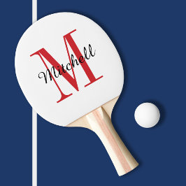 Red Monogram och Namn Personlig Pingisracket