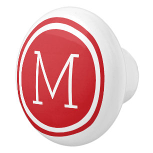 Red Monogram Personlig Drawer Knob Knopp