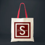 Red Monogram Personlig Tote Bag Tygkasse<br><div class="desc">Röd monogram personlig i säck</div>