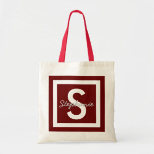 Red Monogram Personlig Tote Bag Tygkasse