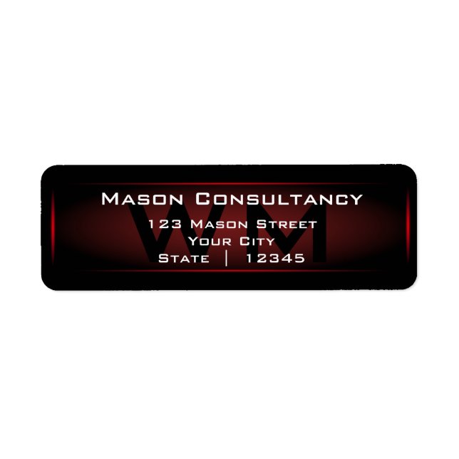 Red Monogram Return-adressetikett Returadress Etikett (Framsidan)