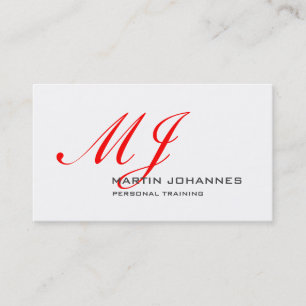 Red Monogram White Grått Personal Trainer Modern Visitkort