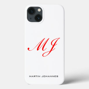 Red Monogram White Modern Minimalist