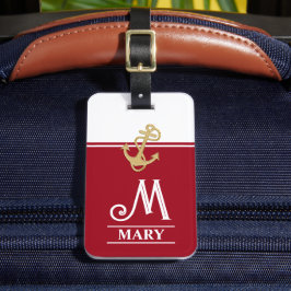 Red Monogrammed Bagagebricka