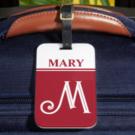 Red Monogrammed bagagetagg Bagagebricka