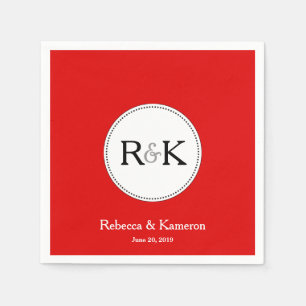 Red Monogrammed Bröllop Pappersservett