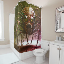 Red Monster Halloween Shower Curtain
