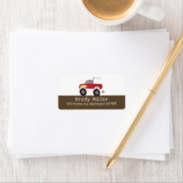 Red Monster Lastbil anpassad Adressetikett