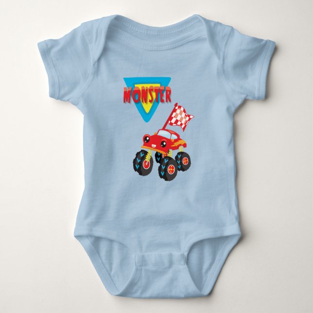 Red Monster Lastbil Boy T Shirt (Framsida)