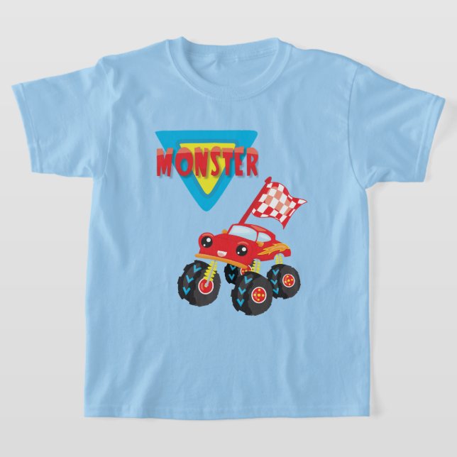 Red Monster Lastbil Kids T Shirt (Laydown)