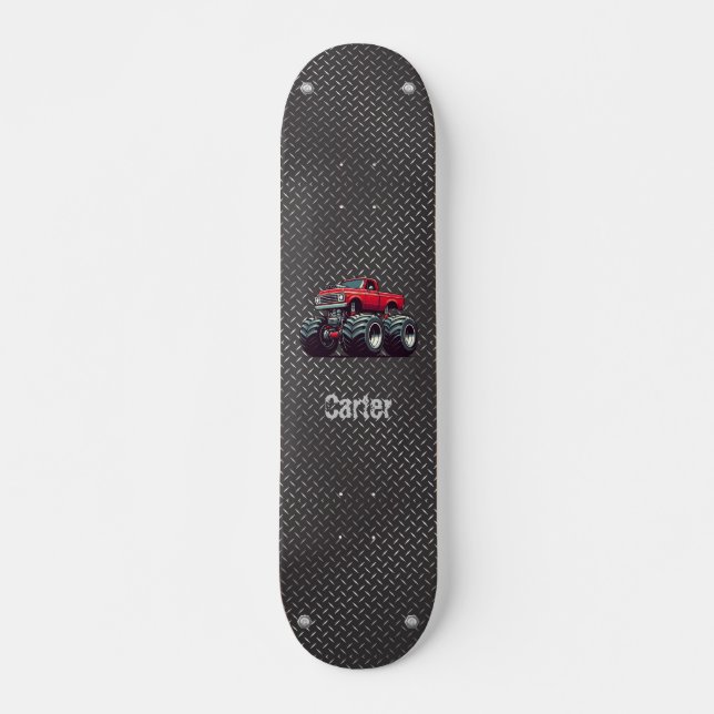 Red monster lastbil mini skateboard bräda 18,5 cm (Framsida)