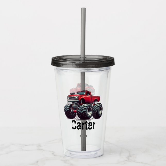 Red monster lastbil take away mugg (Framsida)
