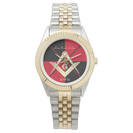 Red Mönster Monogram Masonic Lodge Watch Armbandsur