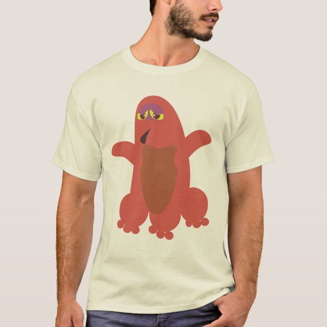 Red Monster Roligt Goofy Character Art T Shirt (Framsida)