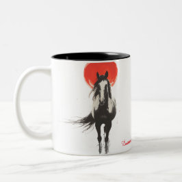 Red Moon Fire Horse Mug Två-Tonad Mugg