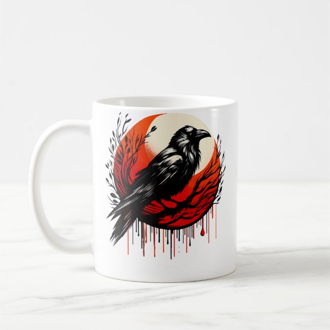 Red Moon Raven Black Crow Kaffemugg (Vänster)