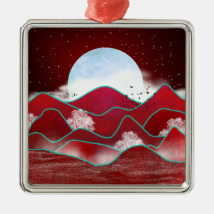 Red Moonrise Julgransprydnad Metall