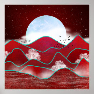 Red Moonrise Poster