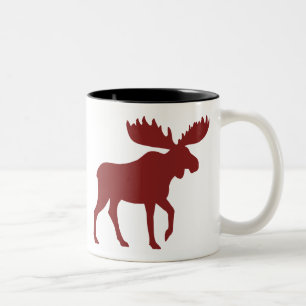 Red Moose Silhouette Land Helgdag Wildlife Två-Tonad Mugg