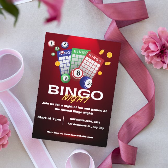 Red Mörk Bingo Nattfest-inbjudan Inbjudningar (Skapare uppladdad)