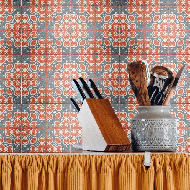 Red Mörk blått Distress Cement-look Mosaic Kakelplatta (Skapare uppladdad)