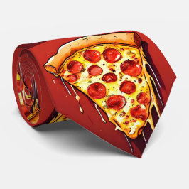 Red Mörk Himmelsk Pizza Slice Neck Tie Slips
