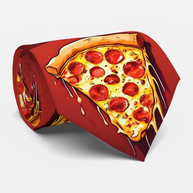 Red Mörk Himmelsk Pizza Slice Neck Tie Slips (Rullad)