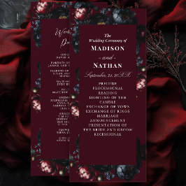 Red Mörk Moody Romantic Black Peony Gothic Bröllop Program