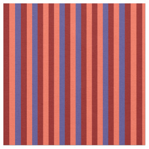 Red, Mörk Red och Mörk Slate Blue Färgad Rand Tyg