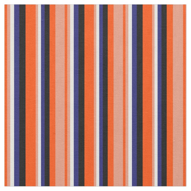 Red, Mörk Salmon, Beige, Midnight Blue & Black Tyg (Närbild)