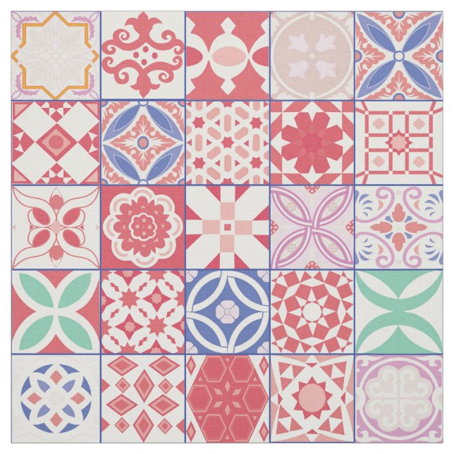 Red Moroccan-plattan Tyg (Provkarta)