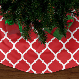 Red Moroccan Quatrefoil Julgransmatta Borstad Polyester