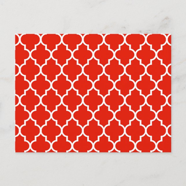Red Moroccan Quatrefoil Mönster Vykort (Framsida)
