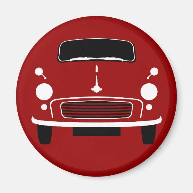 Red Morris Minor Fridge Magnet (Framsidan)
