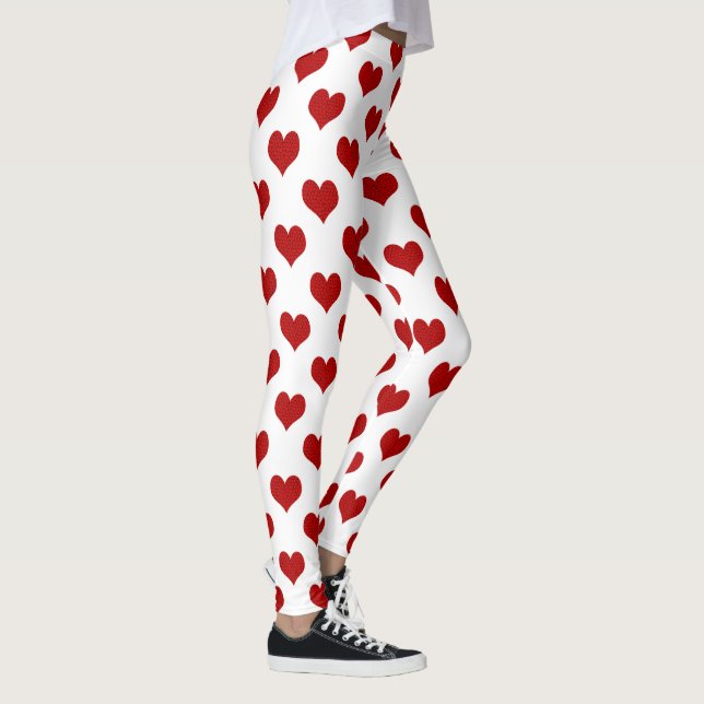 Red Mosaic Heart Mönster Leggings (Höger)