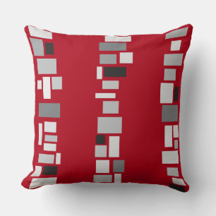 Red MOSIAC TILES DESIGN Retro Dekorativ kudde