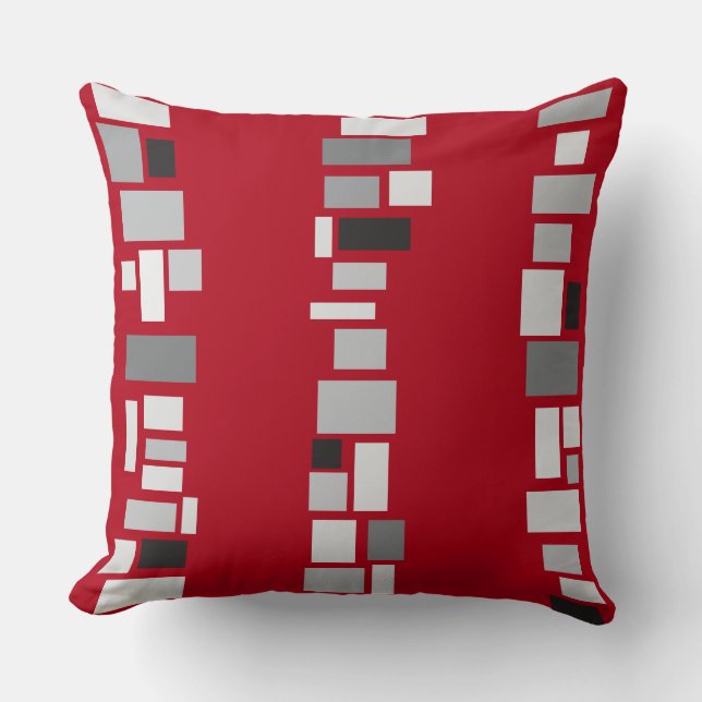Red MOSIAC TILES DESIGN Retro Dekorativ kudde (Framsida)