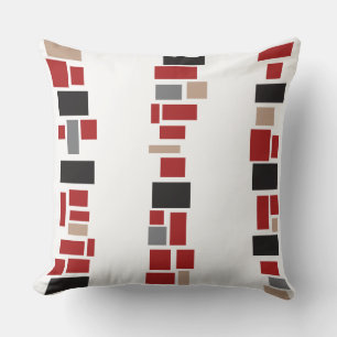 Red MOSIAC TILES DESIGN Retro Dekorativ kudde