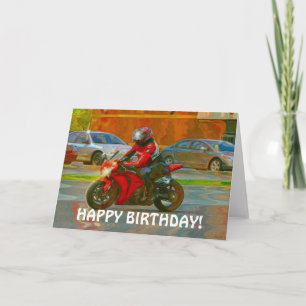 Red Motorcycle Bike-älskare Birthday Card Kort