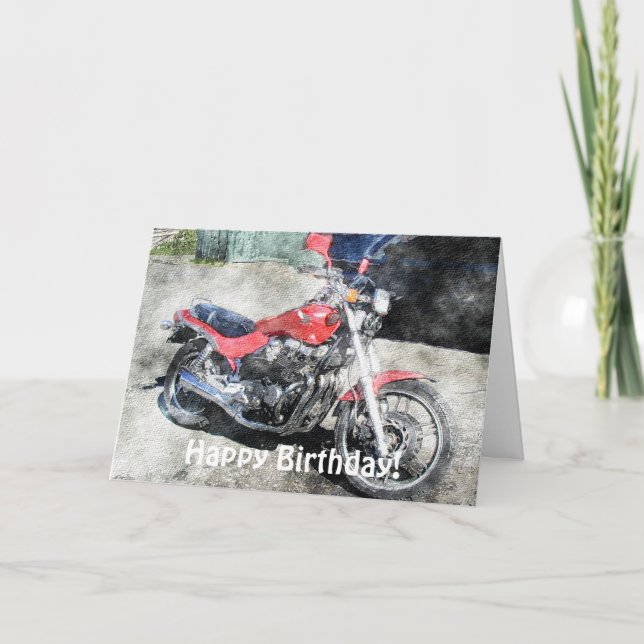 Red Motorcycle Biker Roligt Birthday Card Kort (Framsida)