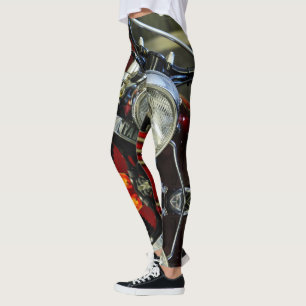 Red Motorcykel Motorcycle Bike Garage Leggings