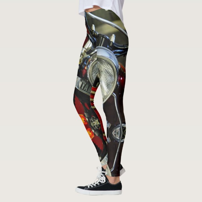 Red Motorcykel Motorcycle Bike Garage Leggings (Vänster)