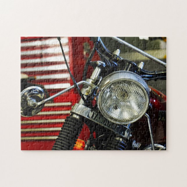 Red Motorcykel Motorcycle Bike Garage Pussel (Horisontell)