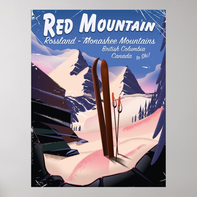 Red Mountain British Columbia, Kanada-skidor poste Poster (Framsidan)