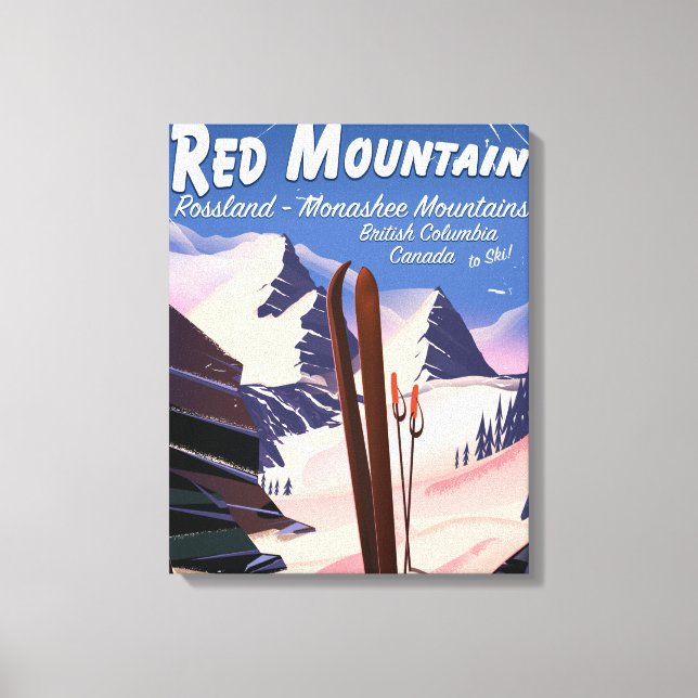 Red Mountain British Columbia, Kanada skidposter Canvastryck (Framsida)