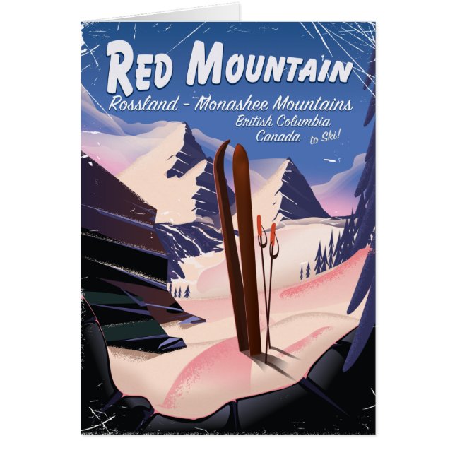 Red Mountain British Columbia, Kanada skidposter Hälsningskort (Framsidan)