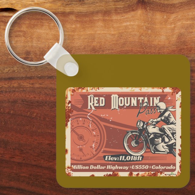 Red Mountain Pass Colorado Motorcykel 01  Nyckelring (Framsida)