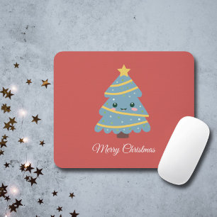 Red Mouse Pad med Kawaii Julgran Musmatta
