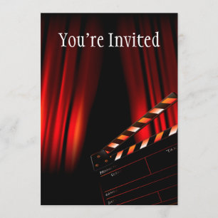Red Movie Curtain Clapboard Director Inbjudningar